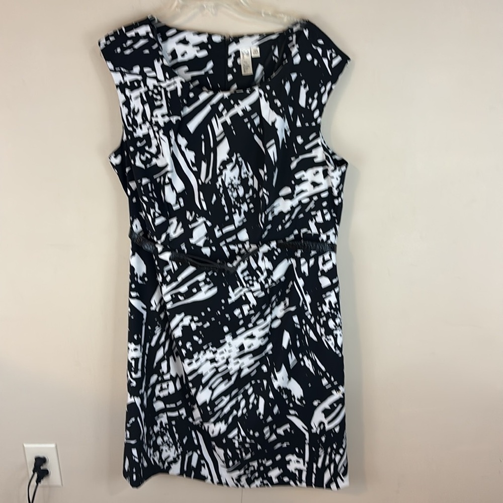 Emma & Michele Black and White Abstract Print Sleeveless Dress Size 16W